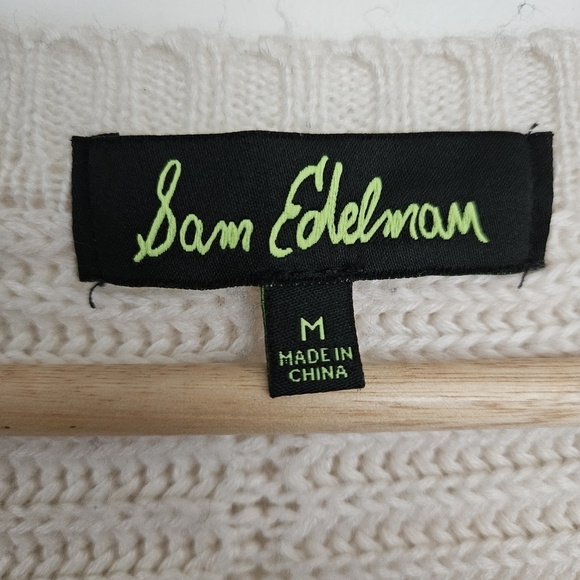 Sam Edelman cream ribbed‎ V-neck sweater - Picture 6 of 7
